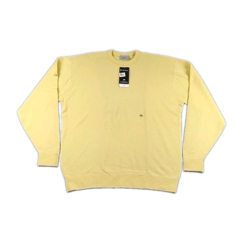 NWT Glenbrae Spiral Merino Labs Wool Blend Crew Neck L/S Sweater Mens XXL Yellow